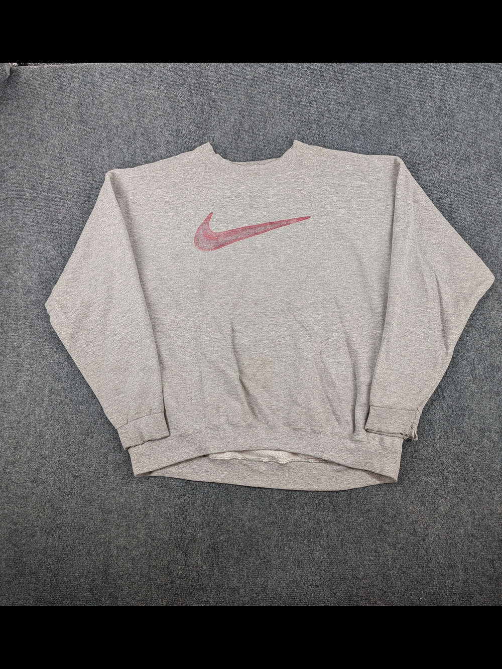 Vintage 90s Nike Center Swoosh Sweatshirt Gray XL Made in USA Distressed Rare